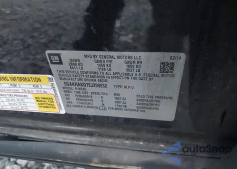 2014 Buick Enclave Convenience from USA, damaged, VIN 5GAKRAKD7EJ299932